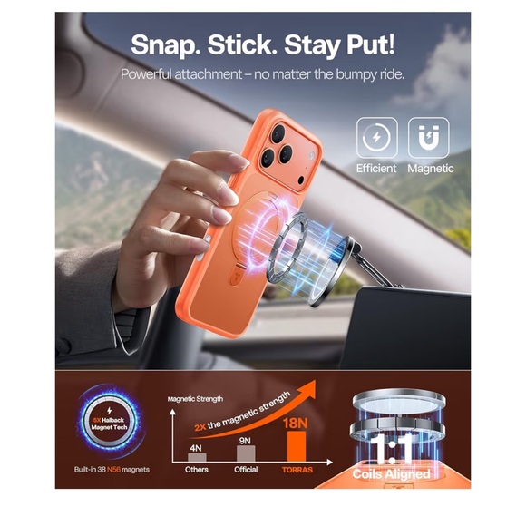 TORRAS Orange iPhone 17 Pro Max Case with Stand - Picture 3 of 7